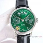 Swiss Grade IWC Schaffhausen Annual Calendar ZF 52850 Green Dial Black Leather Strap